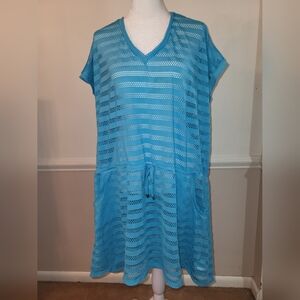 Calvin Klein Blue Kimono Sleeve Swim Coverup